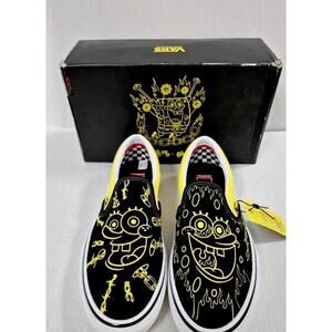 Vans Slip On Spongebob+ Gigliotti  Mens Size 10 Black And Yellow Limited Ed.